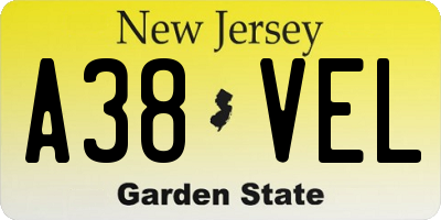 NJ license plate A38VEL