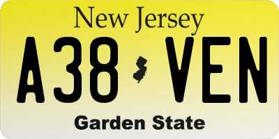 NJ license plate A38VEN