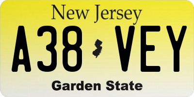 NJ license plate A38VEY