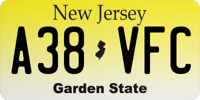NJ license plate A38VFC