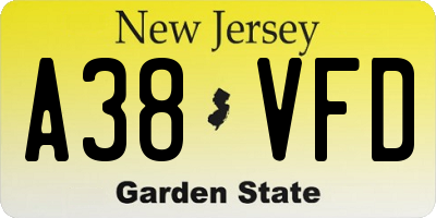 NJ license plate A38VFD