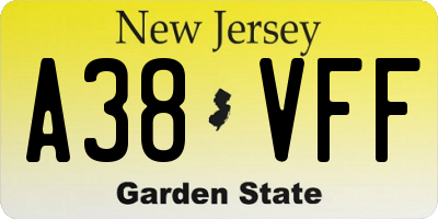 NJ license plate A38VFF