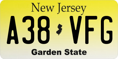 NJ license plate A38VFG