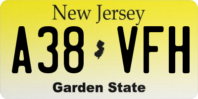 NJ license plate A38VFH