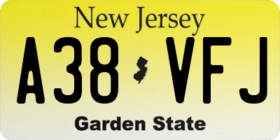NJ license plate A38VFJ