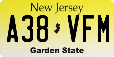 NJ license plate A38VFM