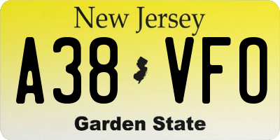 NJ license plate A38VFO