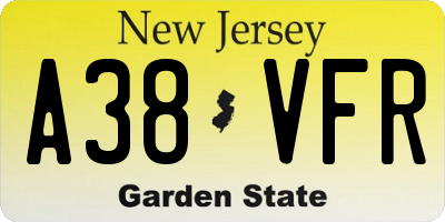 NJ license plate A38VFR