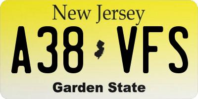 NJ license plate A38VFS