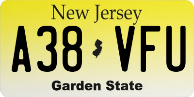 NJ license plate A38VFU