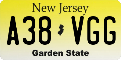 NJ license plate A38VGG