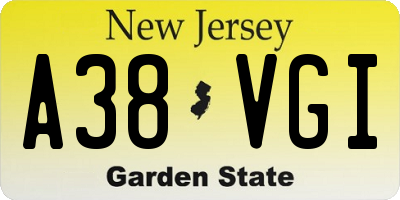 NJ license plate A38VGI
