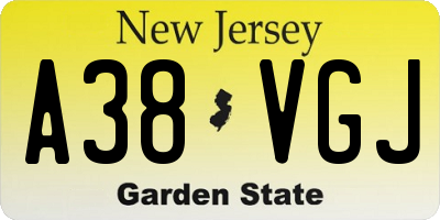 NJ license plate A38VGJ