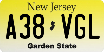 NJ license plate A38VGL