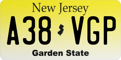 NJ license plate A38VGP