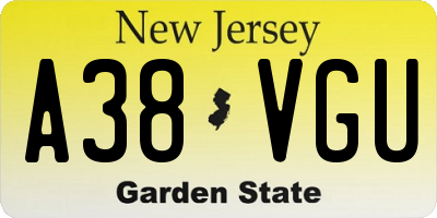 NJ license plate A38VGU