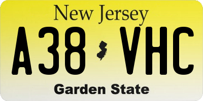 NJ license plate A38VHC