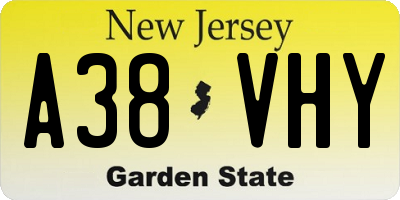 NJ license plate A38VHY