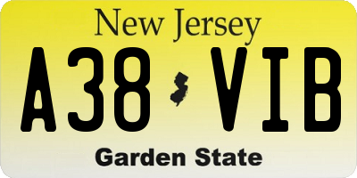 NJ license plate A38VIB