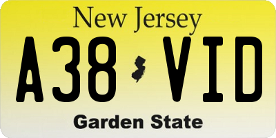 NJ license plate A38VID