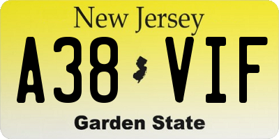 NJ license plate A38VIF