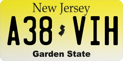 NJ license plate A38VIH