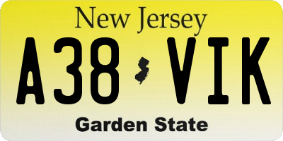 NJ license plate A38VIK