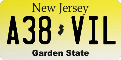 NJ license plate A38VIL