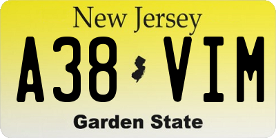 NJ license plate A38VIM