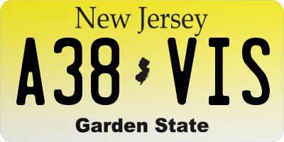 NJ license plate A38VIS