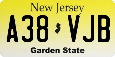 NJ license plate A38VJB