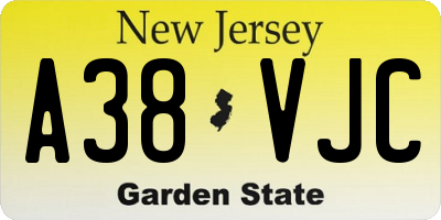 NJ license plate A38VJC