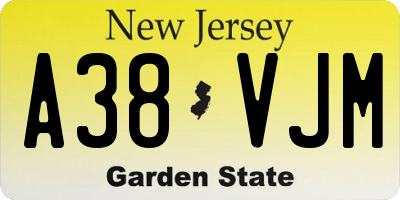 NJ license plate A38VJM