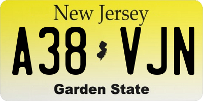 NJ license plate A38VJN