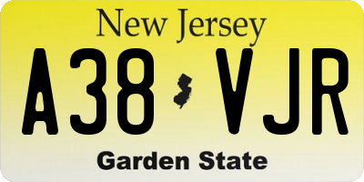 NJ license plate A38VJR