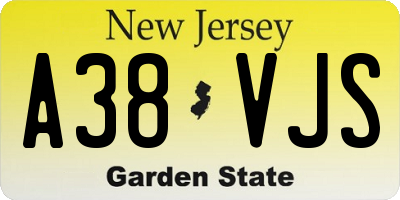 NJ license plate A38VJS