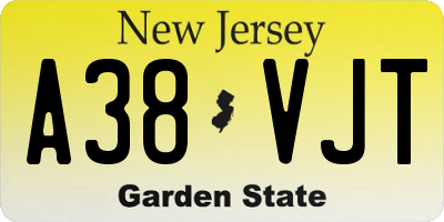 NJ license plate A38VJT