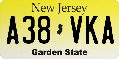 NJ license plate A38VKA