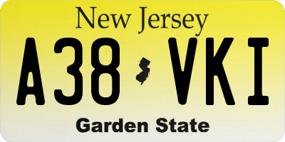 NJ license plate A38VKI