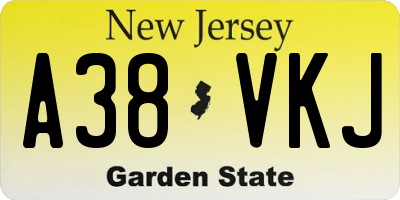 NJ license plate A38VKJ