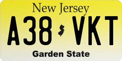 NJ license plate A38VKT