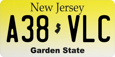 NJ license plate A38VLC