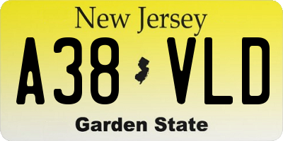 NJ license plate A38VLD