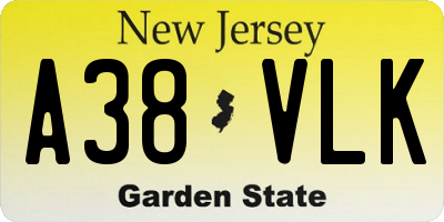 NJ license plate A38VLK