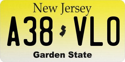 NJ license plate A38VLO