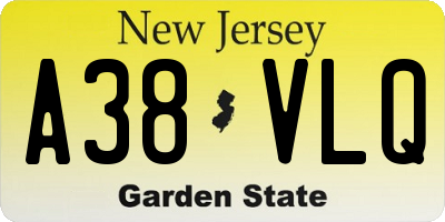 NJ license plate A38VLQ
