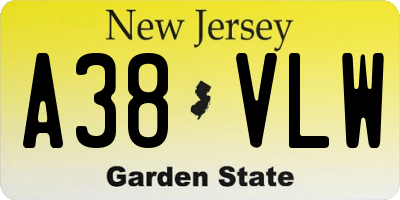 NJ license plate A38VLW