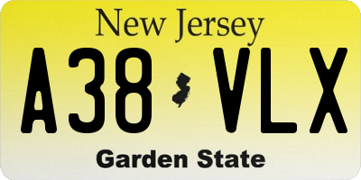 NJ license plate A38VLX
