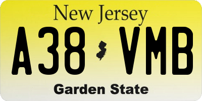 NJ license plate A38VMB