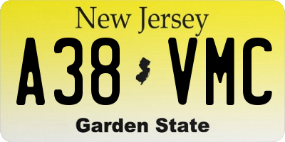 NJ license plate A38VMC